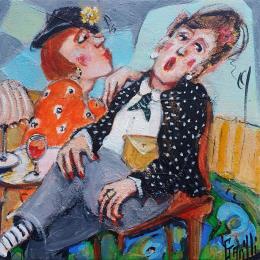 Painting Cancans autour d'un verre by Garilli Nicole | Painting Figurative Acrylic Life style, Pop icons