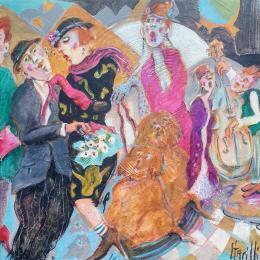 Painting Une petite histoire de promenade by Garilli Nicole | Painting Figurative Acrylic Life style