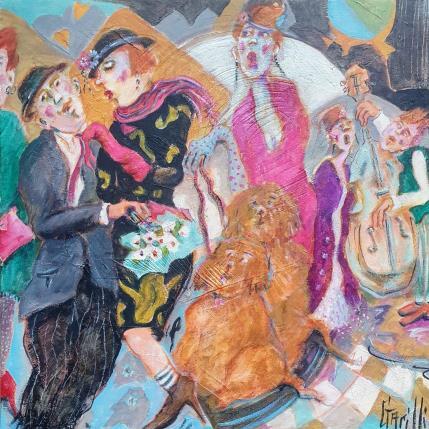 Peinture Une petite histoire de promenade par Garilli Nicole | Tableau Figuratif Acrylique Scènes de vie