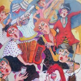 Peinture Une histoire de swing par Garilli Nicole | Tableau Figuratif Acrylique Scènes de vie