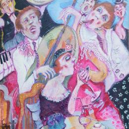 Painting Élégante soirée cabaret by Garilli Nicole | Painting Figurative Acrylic Life style