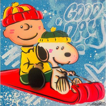 Painting Charli et Snoopy Neige by Kedarone | Painting Pop-art Acrylic, Graffiti Pop icons