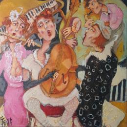 Peinture Harmonie jazzy par Garilli Nicole | Tableau Figuratif Acrylique Scènes de vie