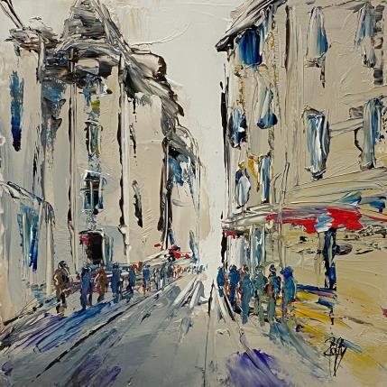 Peinture Balade en Ville par Raffin Christian | Tableau Figuratif Huile Urbain