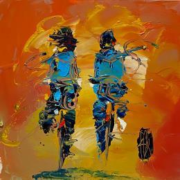 Painting Complices by Raffin Christian | Painting Figurative Oil Life style, Pop icons