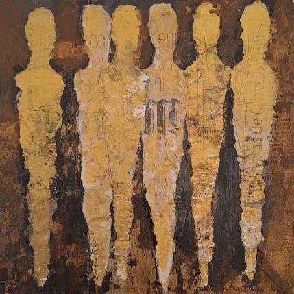 Peinture Ambre par Rocco Sophie | Tableau Art Singulier Acrylique, Collage, Feuille d'or, Papier, Sable