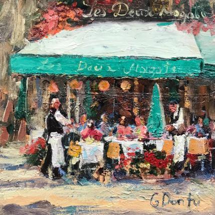 Peinture L'ambiance festive chez Deux Magots  par Dontu Grigore | Tableau Figuratif Huile Urbain