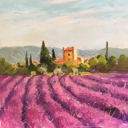 Peinture Les Champs de lavande en Provence  par Dontu Grigore | Tableau Figuratif Huile Urbain