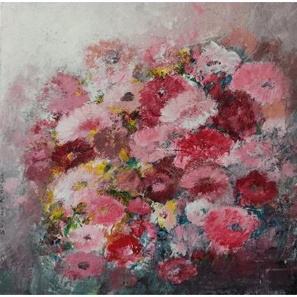 Peinture Champs fleuri par Rocco Sophie | Tableau Art Singulier Acrylique, Collage, Sable