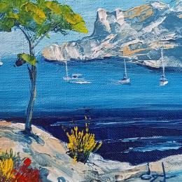Painting Calanque méditerranéenne en été  by Degabriel Véronique | Painting Figurative Oil Landscapes, Marine, Nature