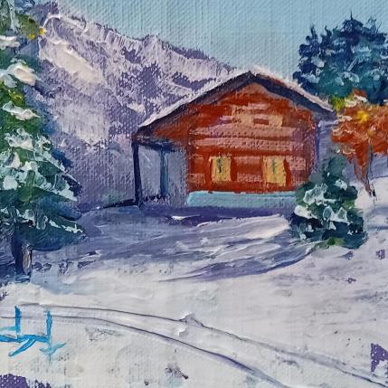 Peinture Petit chalet en montagne  par Degabriel Véronique | Tableau Figuratif Huile Nature, Paysages