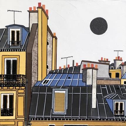 Peinture Le jour se lève par Lovisa | Tableau Figuratif Acrylique, Collage, Papier, Posca, Upcycling Urbain