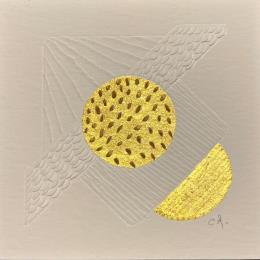 Painting To the end of the universe by Caitrin Alexandre | Painting Surrealism Gold leaf, Ink, Paper Architecture, Minimalist