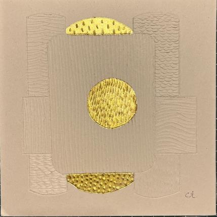 Peinture Spot under the moonlight  par Caitrin Alexandre | Tableau Matiérisme Encre, Feuille d'or, Papier Architecture, Minimaliste