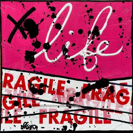 Gemälde Fragile life (rose) von Costa Sophie | Gemälde Pop-Art Acryl, Collage, Upcycling