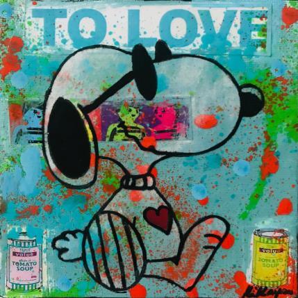 Peinture Snoopy love par Kikayou | Tableau Pop-art Acrylique, Collage, Graffiti Icones Pop