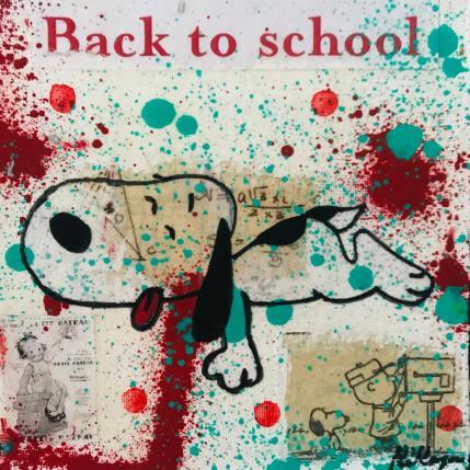 Peinture Snoopy back to school par Kikayou | Tableau Pop-art Acrylique, Collage, Graffiti Icones Pop