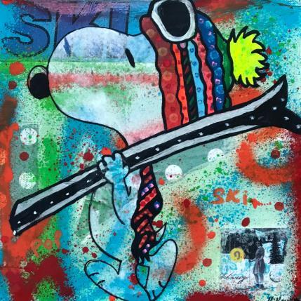 Peinture Snoopy ski 01 par Kikayou | Tableau Pop-art Acrylique, Collage, Graffiti Icones Pop