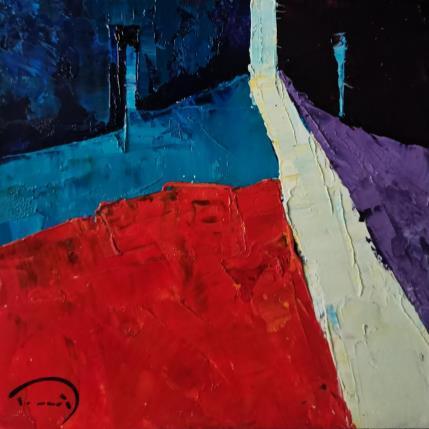 Peinture Vermell par Tomàs | Tableau Abstrait Huile Scènes de vie, Urbain