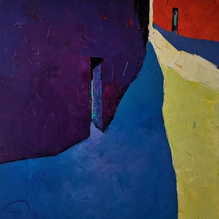 Peinture La casa lila par Tomàs | Tableau Abstrait Huile Société, Urbain