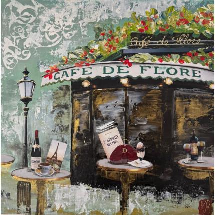 Peinture Café de Flore par Romanelli Karine | Tableau Figuratif Acrylique, Collage