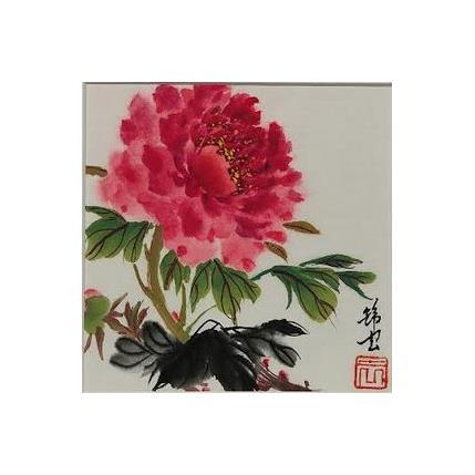 Peinture Pivoine fuschia par Tayun | Tableau Figuratif Encre