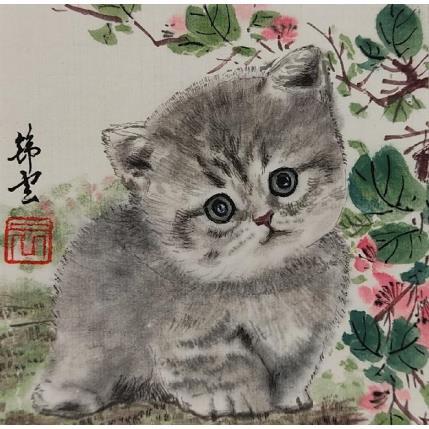 Peinture Chaton gris 1 par Tayun | Tableau Figuratif Encre