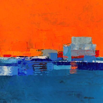 Peinture Ville au bord de la mer par Ottenjann Andrea | Tableau Abstrait Acrylique Paysages