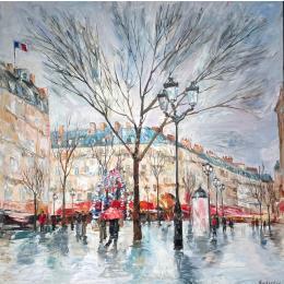 Peinture Place de la comédie française par Novokhatska Olga | Tableau Figuratif Acrylique, Huile Urbain