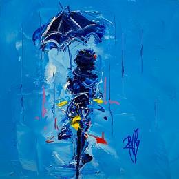 Painting Petite pluie by Raffin Christian | Painting Figurative Oil Life style