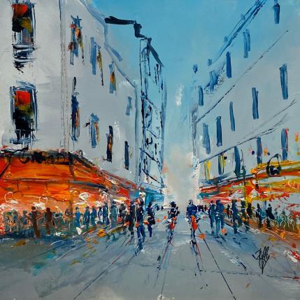 Painting rue commerçante by Raffin Christian | Painting Figurative Oil Urban
