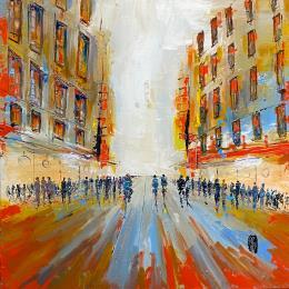 Painting Grand boulevard by Raffin Christian | Painting Figurative Oil Urban