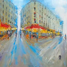 Painting A la croisée by Raffin Christian | Painting Figurative Oil Urban