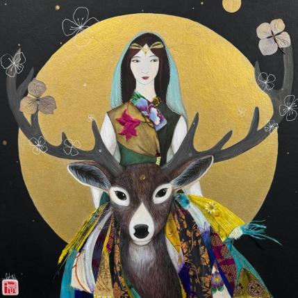 Peinture Songe d'une nuit d'hiver par Rebeyre Catherine | Tableau Art naïf Acrylique