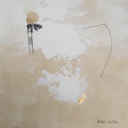 Painting abstract beige A 140 by Wilms Hilde | Painting Abstract Acrylic, Gold leaf, Sand