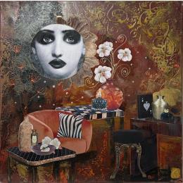 Painting L'ombre de tes yeux by Romanelli Karine | Painting Figurative Acrylic, Gluing