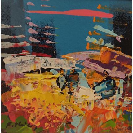 Painting Marché aux fleurs by Frédéric Thiery | Painting Figurative Acrylic Landscapes, Life style, Urban