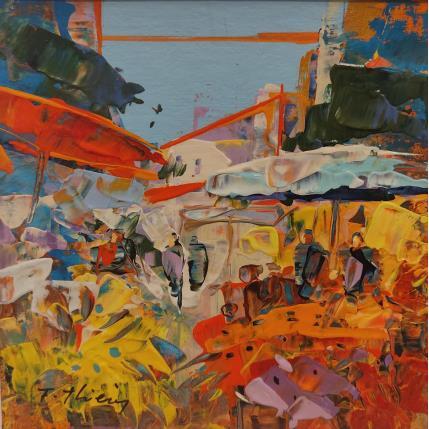 Painting Marché aux fleurs 2 by Frédéric Thiery | Painting Figurative Acrylic Landscapes, Life style, Nature