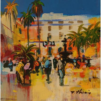 Painting Plaza Réal by Frédéric Thiery | Painting Figurative Acrylic Landscapes, Life style, Pop icons, Society