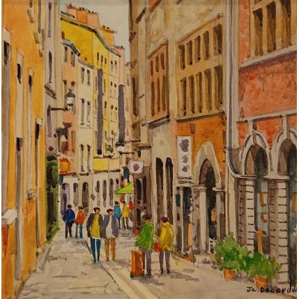Peinture Lyon la vieille ville par Decoudun Jean charles | Tableau Figuratif Aquarelle Urbain