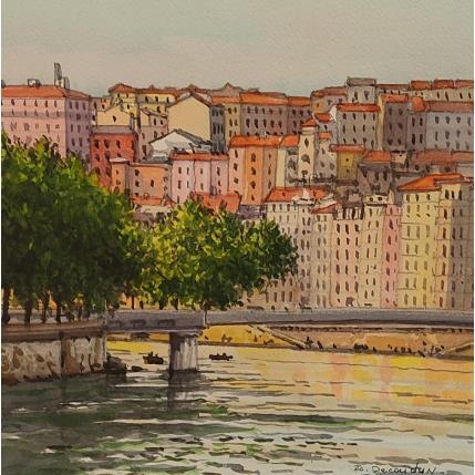 Peinture Lyon la coline qui travaille par Decoudun Jean charles | Tableau Figuratif Aquarelle Urbain
