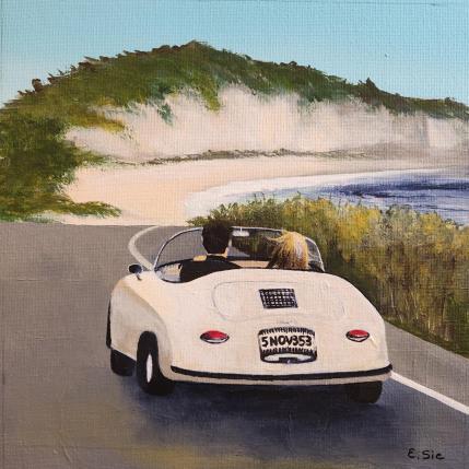 Peinture Direction la plage par Sie Evelyne | Tableau Figuratif Acrylique Scènes de vie