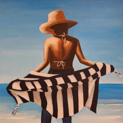 Peinture La fouta rayée par Sie Evelyne | Tableau Figuratif Acrylique Scènes de vie