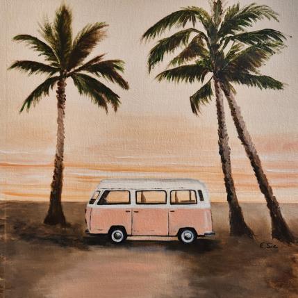Peinture Vacances en combi par Sie Evelyne | Tableau Figuratif Acrylique Scènes de vie