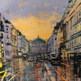Painting Lumière sur l'avenue de l'opéra by Faveau Adrien | Painting Figurative Oil Urban