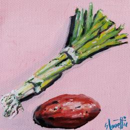 Peinture Tiny potato and leaks par Coueffic Sébastien | Tableau Figuratif Huile Natures mortes