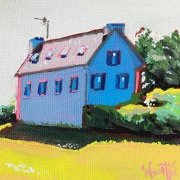 Peinture Breton country House par Coueffic Sébastien | Tableau Figuratif Huile Architecture, Paysages
