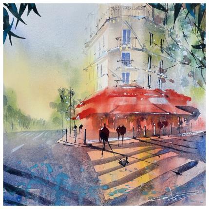 Peinture Paris la ville lumière  par Bailly Kévin  | Tableau Figuratif Aquarelle, Encre Architecture, Urbain