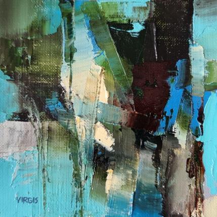 Peinture Composition with turquoise  par Virgis | Tableau Abstrait Huile Minimaliste