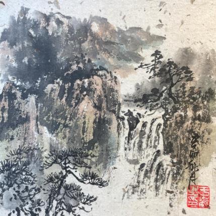 Peinture Waterfalls par Yu Huan Huan | Tableau Figuratif Aquarelle, Encre Paysages